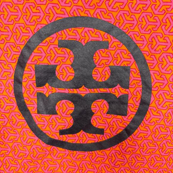 Tory Burch Fabric Dust Bag Orange Pink Logo Black Drawstring Top Size 20 x 20 - Picture 4 of 5